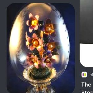 House Of Faberge Franklin Mint Purple Violet Flower Glass Etched Egg